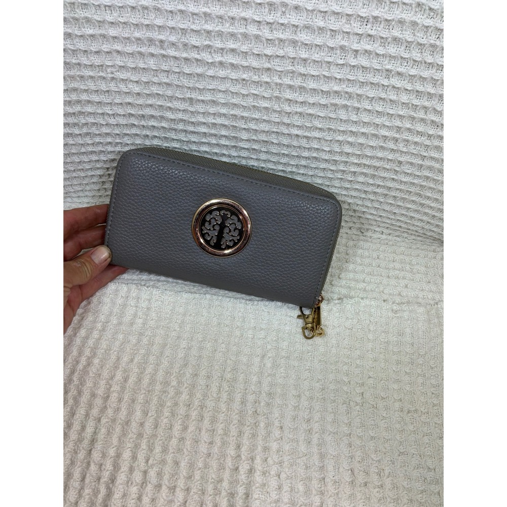 Classic Womens Dasein Zip Around Wristlet Wallet OS Gray